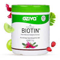 Oziva Plant Based Biotin For Hair Growth| Biotin Powder For Increased Hair Density, Shinier Hair, Healthier Skin & Nails (With Silica, Sesbania Agati), Certified Clean & Vegan, 125G (Classic)