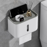 Srxes Self Adhesive Toilet Paper Holder For Bathroom With Mobile Stand, Wall Mounted Tissue Paper Holder, Toilet Paper Roll Holder For Bathroom, Bathroom Accessories (White)