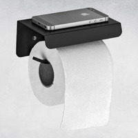 Plantex Platinum 304 Grade Stainless Steel Toilet Paper Holder With Mobile Stand/Toilet Paper Roll Holder For Bathroom Accessories (Matt Black)