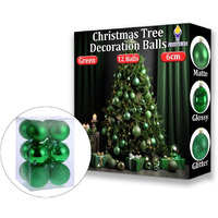Fizzytech Shatterproof Christmas Balls Ornaments Pack Of 12 Green Hanging Balls Size 6Cm Perfect Xmas Tree Decorations (6Cm Green 12 Pc)