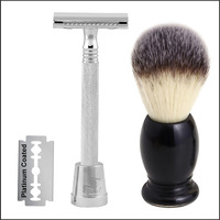 Pearl Shaving Double Edge Safety Razor (Ss-01Cc With Stand And Shaving Brush 11 Sy) -Classic & Traditional Shaving Kit For Men | Premium Shaving Set For Diwali Gift Option