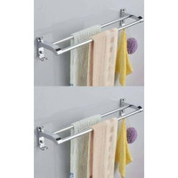 Istar Double Rod Towel Rod Silver Towel Holder (Stainless Steel) 24 Inch Longer 2 Bar Towel Rod (Stainless Steel Pack Of 2)