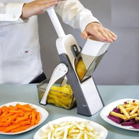 Romino Vegetables Cutter For Kitchen, Mandoline Slicer And Chopper, Onion Chopper, Potato Chips Cutter, 3In1 Multifunctional Push And Cut Vegetable Shredder, Grater With Steel Blades, Spring Slicer