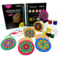 Solobolo Mandala Art Kit For Kids Adults,Indian Art Forms Kits,Art & Craft Kit Birtday Return Gift For Girls 9-12 12-15,Coloring & Painting Kit Using Water Brush, Brown