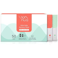 Nua Sanitary Pads For Women | Safe On Skin | Toxic-Free & Rash-Free | Unscented | 50 Ultra Thin Pads | 2 Sizes In 1: Heavy Flow-Xl+ & Medium-Xl | Leakproof | With 50 Paper Disposal Pouches| Bulk Pack|