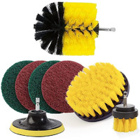 Sthira 8Pcs Power Drill Scrubber Brush Set, Drill Brush Attachment Set, Scrubber Brush Scrub Pads For Bathroom Surfaces, Floor, Tub, Shower, Grout, Tile (Without Drill Machine)( Yellow) Pack Of 1