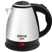 Inalsa Electric Kettle 1.5 Liter With Stainless Steel Body - Kwik|Auto Shut Off & Boil Dry Protection Safety Features| Cordless Base & Cord Winder|Hot Water Kettle |Water Heater Jug, 1350 Watt