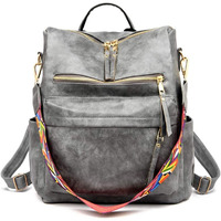 Inovera (Label) Girl's Vegan Leather Travel Casual Collage Standard Backpack With Shoulder Strap - Grey, 31 Litres