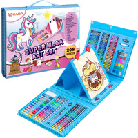 Karp Children Deluxe Art Drawing Set For Kids Case Art And Craft Supplies Drawing And Painting Set Great Gift (208Pcs -Blue)