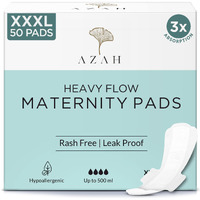 Azah Maternity Pads After Delivery For Women (Box Of 50) Ultra-Absorbent Xxxl Pads For Women | Maternity Pads Made For Heavy Flow, Postpartum Flow & Overnight Flow | Without Disposable Bags
