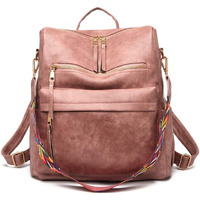 Inovera (Label) Vegan Leather Girl's Travel Casual Collage Standard Backpack With Shoulder Strap (Pink), 31 Litres