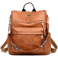 Inovera (Label) Girl's Vegan Leather Travel Collage Standard Backpack With Shoulder Strap - Brown, 31 Litres
