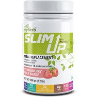 Myherb Slim Up Meal Replacement Shake With 16 Natural Herbal Blend(Ayurvedic Formula) For Weight Control&Management-13.5G Protein-23 Vitamins Men&Women (Strawberry Milk Shake, 1 Kg (Pack Of 1))