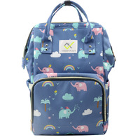 House Of Quirk Baby Diaper Bag Maternity Backpack (Blue Elephant Printed)