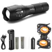 Amicivision Metal Led Flashlight, Xhp50 Led Water Resistant Zoomable Torch With 5 Lighting Modes For Camping, Hiking With 2X18650 Battery, Battery Charger And Cycle Mount, 250 Lumen