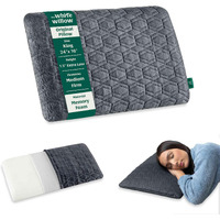 The White Willow Ultra Thin Pillow For Sleeping-Ultra Slim Memory Foam Pillow-Slim Pillow For Neck & Shoulder Pain-Flat Pillow-Orthopedic Cervical Pillow For Neck Support-King-Medium Firm-1.5" H-Grey