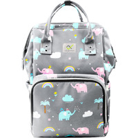 House Of Quirk Baby Diaper Bag Maternity Backpack (Grey Elephant)