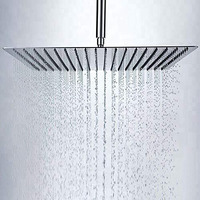 Marcoware Stainless Steel Trident Square Overhead Shower 10X10 Inches Rain Shower Head For Bathroom Without Arm, Mesh Shower Filter Built-In, Chrome, Polished Finish