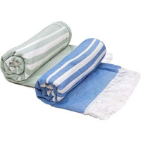Mush 100% Bamboo Large Bath Towel | Ultra Soft, Absorbent, Light Weight, & Quick Dry Towel For Bath, Travel, Gym, Beach, Pool, And Yoga | 29 X 59 Inches / 75 X 150 Cms Set Of 2 - Blue & Green
