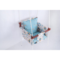 New Comers Cotton Swing For Kids, Jhula For Baby, Baby Swing Hanging Indoor Outdoor, Baby Garden Swing With Safety Belt & 2 Pillows (6 Months To 4 Years) (Up To 20 Kg)-Beige-Blue (Tc 150/300) 906