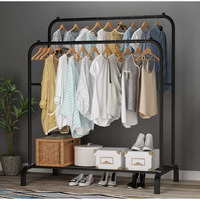 Lukzer 1Pc Metal Cloth Stand: Multipurpose Garment Rack With Bottom Shelf  Ideal Coat And Jacket Organizer For Home And Bedroom Display (Black, 148 X 110 X 55 Cm, 555 Mm Depth)