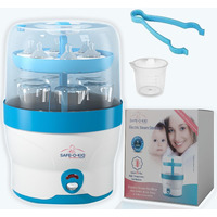 Safe-O-Kid 6 Bottles Advanced Sterilizer With 1 Year Manufacturer Warranty, Large Capacity, Steam Sterilizer For Feeding Bottles, Assessories, Breast Pumps, Teats, Bpa Free Products, Auto Shut With Advanced Uniform Heat Distribution Technology To Eliminate 99.9999 (Maximum Possible) Germs (Bacteria,Viruses Etc) - Blue