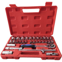 Inditrust 32Pcs 1/2" Inch Combinational Ratchet Socket Wrench Spannar Tool Goti Set With Carry Box For Automobiles/Bike/Car Repair Tool Kit Socket Set (Pack Of 32) (32Pc In Red Box)