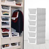 Jeyang Folding Wardrobe Organizer Plastic Stackable Clothe Closet Self Storage Container, Rectangular Cupboard For Kitchen, Home And Bathroom (White) (Pack Of 6 (Large White))