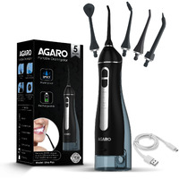 Agaro Ultra Plus Dental Flosser For Teeth, Portable, Cordless & Rechargeable, 4 Cleaning Modes, Ipx7 Waterproof, 300Ml Water Tank, Flossing At Home & Travel, Oral Flosser, Oral Irrigator Black