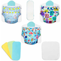 Superbottoms Stash Builder Pack With 3 Freesize Uno- New Version| Cloth Diapers Combo For Babies From 3M To 3Y |Comes With 3 Fleece Liners, 2 Booster Pads & 1 Very Heavy Wetter Pad, 3 Count