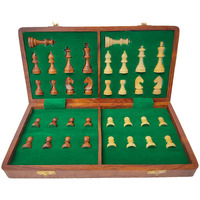 Enterro Chess Board Set Wooden Foldable14 X 14 Inch With 2 Extra Queens - Handcrafted Magnetic Chess Pieces