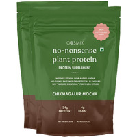 Cosmix No Nonsense Plant Protein | Pea & Rice Isolate | Vegan | 24G Protein/Serving | Easy To Digest | All Essential Amino Acids - 1 Kg Coffee + Chocolate- Chikmagalur Mocha - 500G(Pack Of 2)