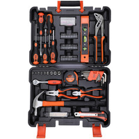 Black+Decker Bmt154C Hand Tool Kit For Home & Diy Use (154-Piece) - Includes Screwdriver, Wrench, Ratchet, Utility Knife, Saw, Claw Hammer, Measuring Tape And Plier, 6 Month Warranty, Orange & Black