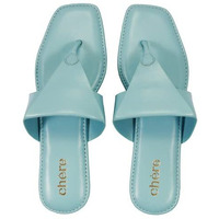 Chere Women Pastel Blue Solid Triangle Design Open Toe Flats