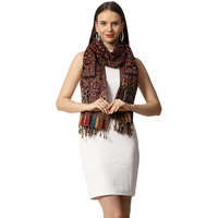 Swi With Label Women's Kashmiri Jamawar Woven Wool Stole (2K45_Coffee)