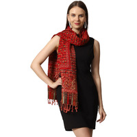 Swi With Label Women's Kashmiri Jamawar Woven Wool Stole (2K45_Maroon)