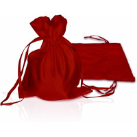 Pure Source India Metallic Satin Mix (13 * 16 Cm) Organza Potli Bags Pouch Best Gift Item - Red (Set Of 12)