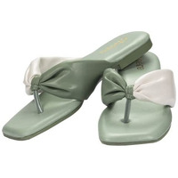 Chere Dual Tone Strap Flats For White Green White 4