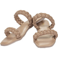 Chere Women Solid Braided Flats Nude 5