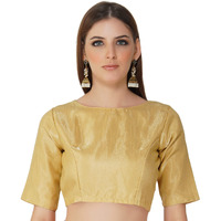 Fressia Fabrics Women's Cotton Silk Saree Blouse Readymade Stylish (Beige, 34)