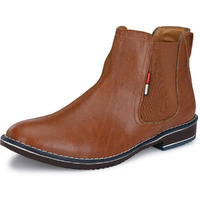 Azzaro Black Men's Leather Slip-On Casual Boot Shoes,8,Tan(Cas_11518_Tan_8)