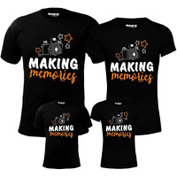 Hangout Hub Hh36 Cotton Family Matching Tshirts Making Memories Printed (Black;Men-M;Women-S;Boys-10-12Yrs;Girls-10-12Yrs) Twinning Tees For Dad Mom Son Daughters (Set Of 4)