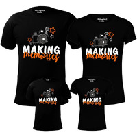 Hangout Hub T Shirt|Cotton|Regular Fit|Printed Making Memories Tshirt For Family|(Black;Men-S;Women-Xl;Boy-8-10Y;Girl-0-2Y)|Half Sleeves|Round Neck|Pack Of 4