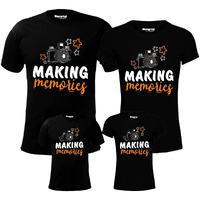 Hangout Hub T Shirt|Cotton|Regular Fit|Printed Making Memories Tshirt For Family|(Black;Men-Xxl;Women-S;Boy-0-2Y;Girl-12-14Y)|Half Sleeves|Round Neck|Pack Of 4