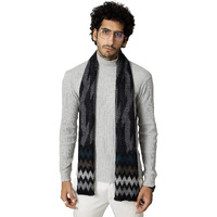 Ravaiyaa - Attitude Is Everything Pure Wool Muffler, Winter Scarf, Neck Wrap For Men's Classic & Stylish Ikat Pattern Muffler (Black)