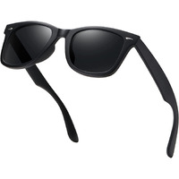 Black Jones Mens Sunglasses - Retro Sunglasses For Men, Polarized Sunglasses For Womens - Cool Shades For Driving, Fishing Wayfarer (Black Medium)