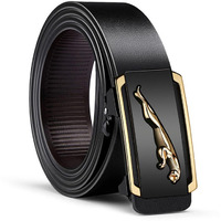 Optifit Leather Adjustable Belt Auto With Lock Buckle Belt For Men,Fashion Golden Leopard Pattern Design-Long130Cm