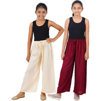 Happy Bunny Stylish Rayon Blend Girls Palazzo Pants, Skin Friendly, Party & Outdoor Wear, Solid Flowy, Mild Shine - Regular Fit, Full Length.