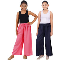 Happy Bunny Stylish Rayon Blend Girls Palazzo Pants, Skin Friendly, Party & Outdoor Wear, Solid Flowy, Mild Shine - Regular Fit, Full Length.