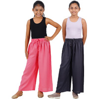 Happy Bunny Stylish Rayon Blend Girls Palazzo Pants, Skin Friendly, Party & Outdoor Wear, Solid Flowy, Mild Shine - Regular Fit, Full Length.